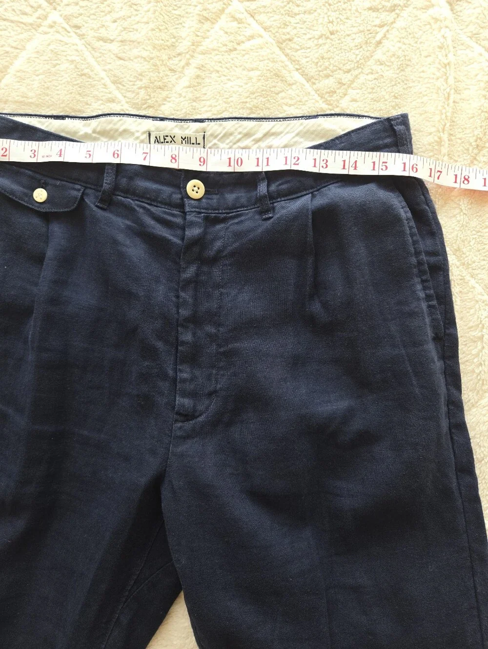 Alex Mill Linen 100% Navy Blue Standard Pleated 100% Linen Pants Men's Size 31